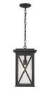 Z-Lite Brookside 1 Light Outdoor Chain Mount Ceiling Fixture in Black Finish Model: 583CHB-BK