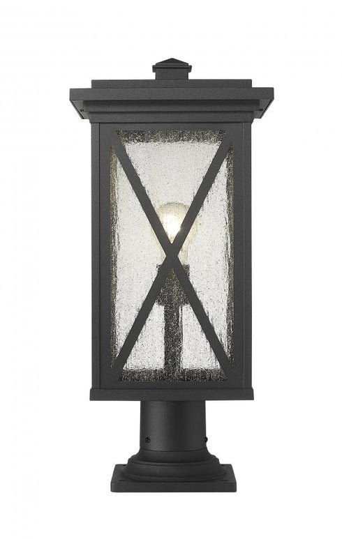 Z-Lite Brookside 1 Light Outdoor Pier Mounted Fixture in Black Finish Model: 583PHBR-533PM-BK