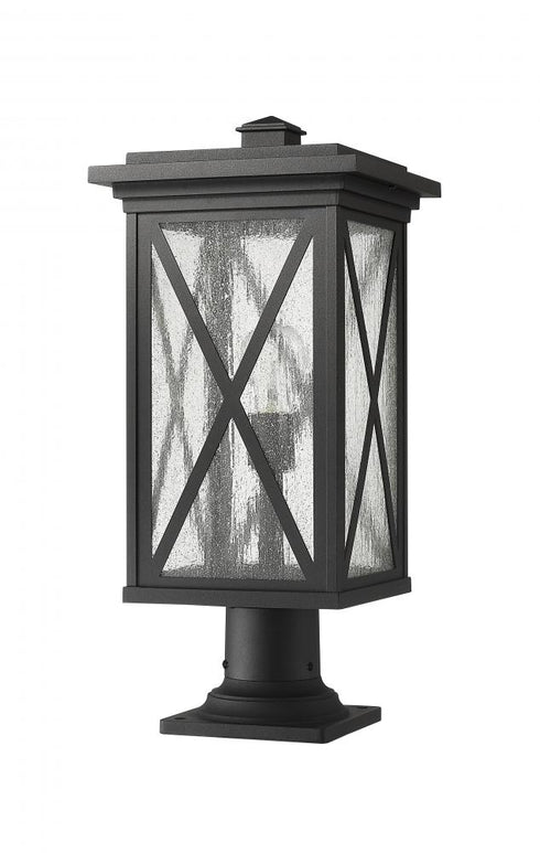 Z-Lite Brookside 1 Light Outdoor Pier Mounted Fixture in Black Finish Model: 583PHBR-533PM-BK