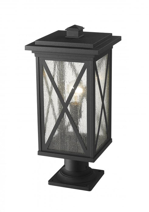 Z-Lite Brookside 1 Light Outdoor Pier Mounted Fixture in Black Finish Model: 583PHBR-533PM-BK