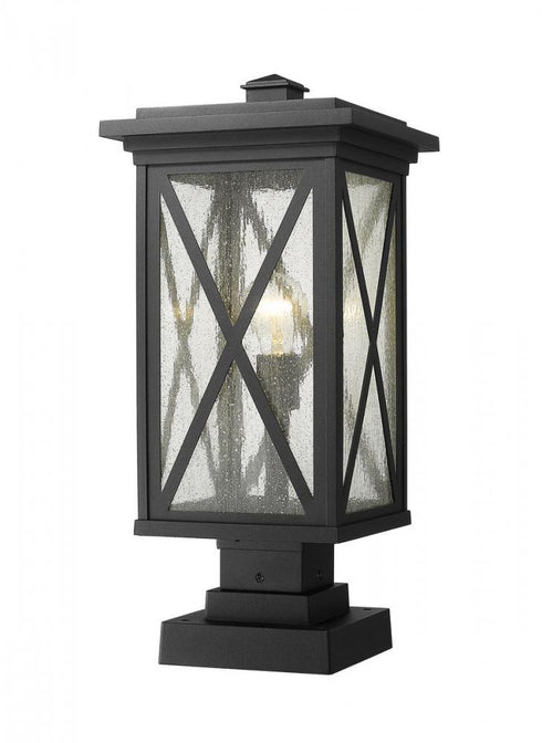 Z-Lite Brookside 1 Light Outdoor Pier Mounted Fixture in Black Finish Model: 583PHBS-SQPM-BK