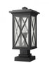 Z-Lite Brookside 1 Light Outdoor Pier Mounted Fixture in Black Finish Model: 583PHBS-SQPM-BK