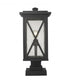 Z-Lite Brookside 1 Light Outdoor Pier Mounted Fixture in Black Finish Model: 583PHBS-SQPM-BK