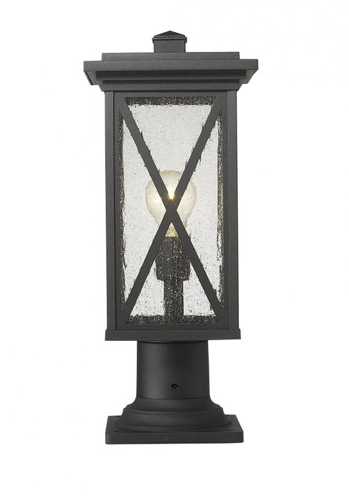Z-Lite Brookside 1 Light Outdoor Pier Mounted Fixture in Black Finish Model: 583PHMR-533PM-BK