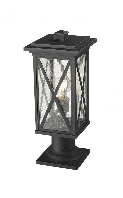 Z-Lite Brookside 1 Light Outdoor Pier Mounted Fixture in Black Finish Model: 583PHMR-533PM-BK