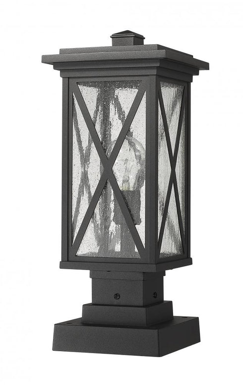 Z-Lite Brookside 1 Light Outdoor Pier Mounted Fixture in Black Finish Model: 583PHMS-SQPM-BK