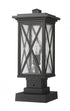 Z-Lite Brookside 1 Light Outdoor Pier Mounted Fixture in Black Finish Model: 583PHMS-SQPM-BK