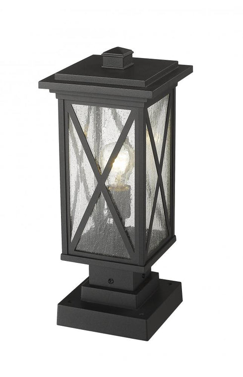Z-Lite Brookside 1 Light Outdoor Pier Mounted Fixture in Black Finish Model: 583PHMS-SQPM-BK