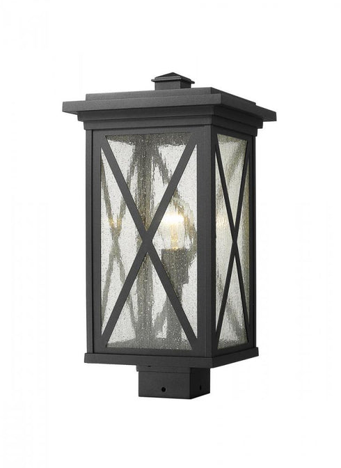 Z-Lite Brookside 1 Light Outdoor Post Mount Fixture in Black Finish Model: 583PHBS-BK