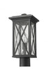 Z-Lite Brookside 1 Light Outdoor Post Mount Fixture in Black Finish Model: 583PHMR-BK