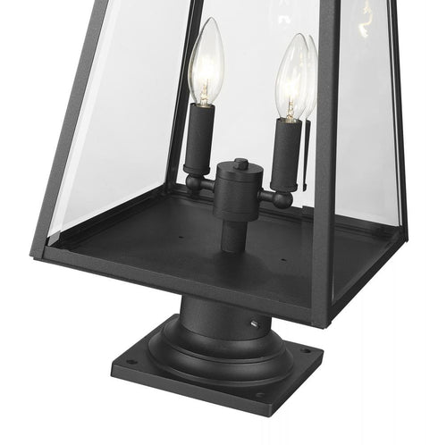 Z-Lite Broughton 2 Light Outdoor Pier Mounted Fixture in Black Finish Model: 521PHMR-533PM-BK