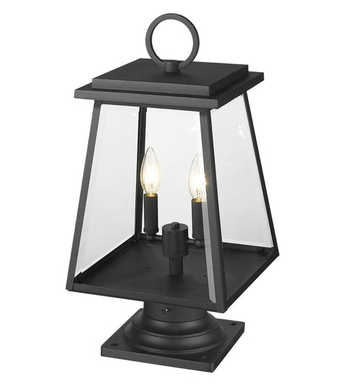Z-Lite Broughton 2 Light Outdoor Pier Mounted Fixture in Black Finish Model: 521PHMR-533PM-BK