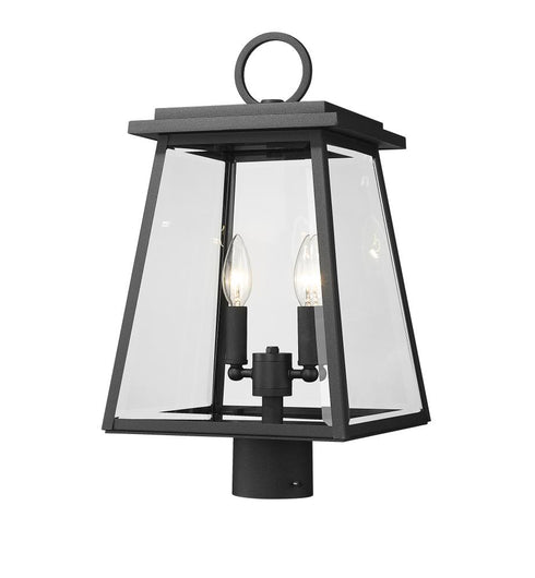 Z-Lite Broughton 2 Light Outdoor Post Mount Fixture in Black Finish Model: 521PHMR-BK