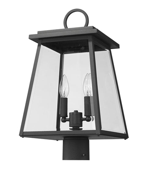 Z-Lite Broughton 2 Light Outdoor Post Mount Fixture in Black Finish Model: 521PHMR-BK