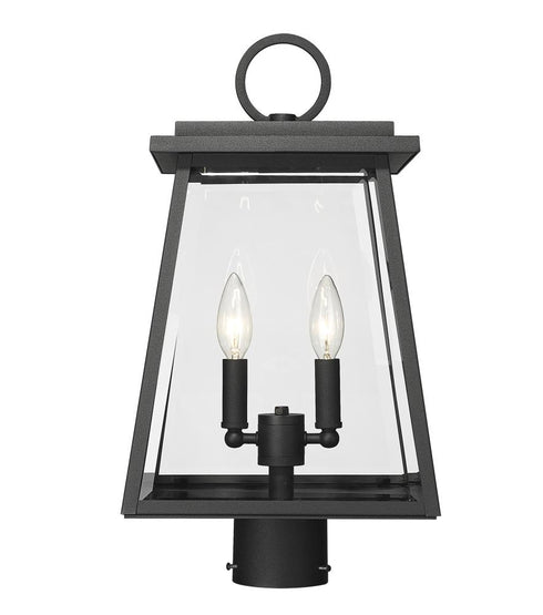 Z-Lite Broughton 2 Light Outdoor Post Mount Fixture in Black Finish Model: 521PHMR-BK