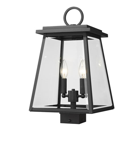 Z-Lite Broughton 2 Light Outdoor Post Mount Fixture in Black Finish Model: 521PHMS-BK