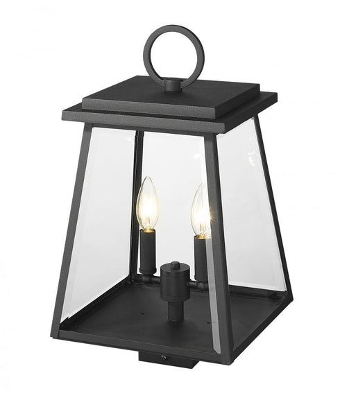 Z-Lite Broughton 2 Light Outdoor Post Mount Fixture in Black Finish Model: 521PHMS-BK