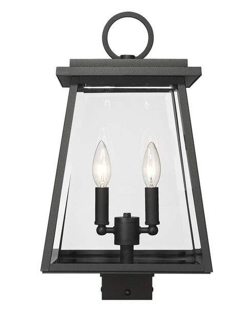 Z-Lite Broughton 2 Light Outdoor Post Mount Fixture in Black Finish Model: 521PHMS-BK