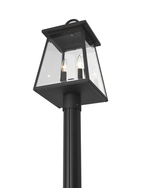 Z-Lite Broughton 2 Light Outdoor Post Mounted Fixture in Black Finish Model: 521PHMR-519P-BK