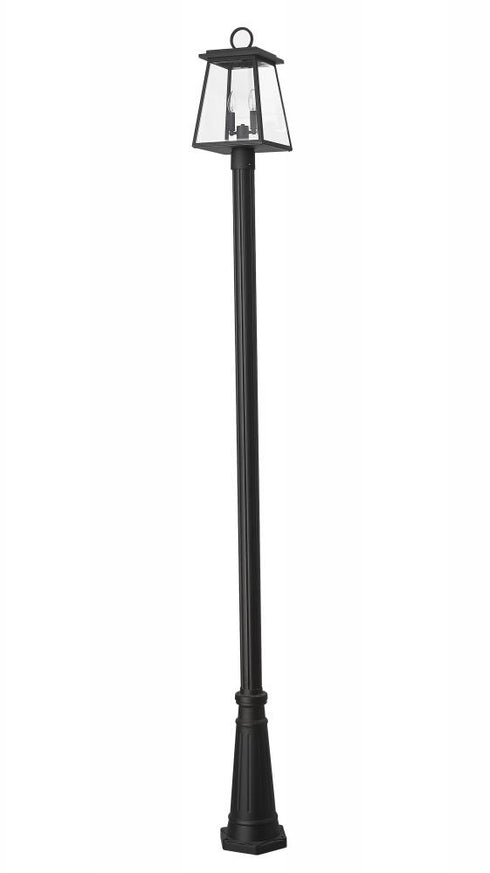 Z-Lite Broughton 2 Light Outdoor Post Mounted Fixture in Black Finish Model: 521PHMR-519P-BK
