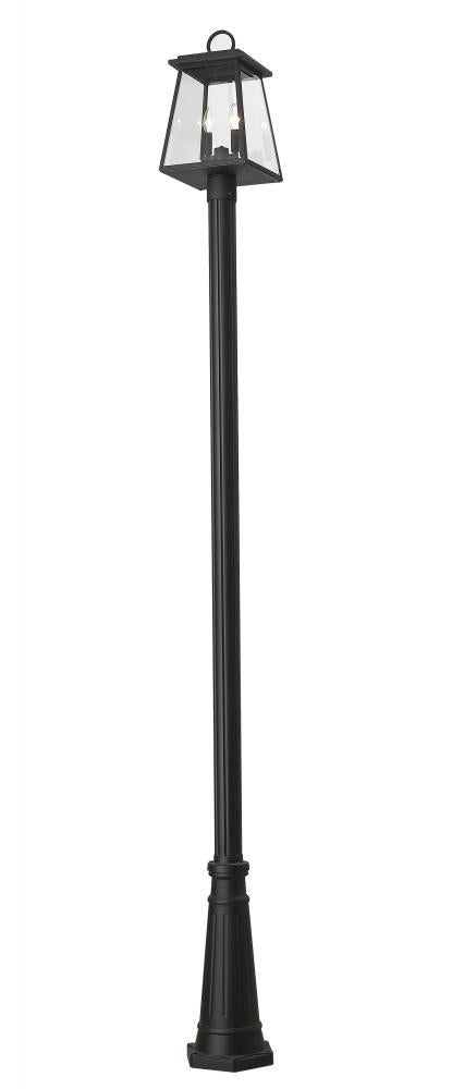 Z-Lite Broughton 2 Light Outdoor Post Mounted Fixture in Black Finish Model: 521PHMR-519P-BK