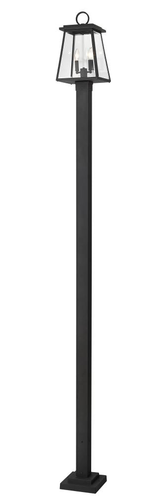 Z-Lite Broughton 2 Light Outdoor Post Mounted Fixture in Black Finish Model: 521PHMS-536P-BK