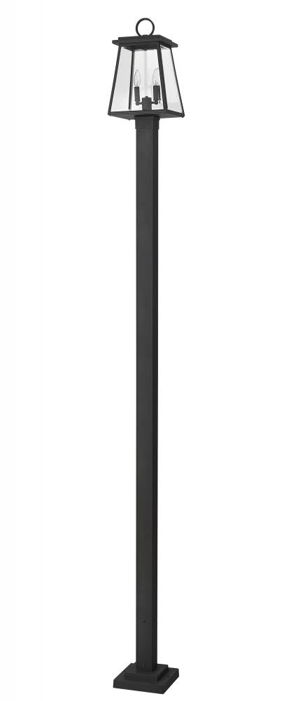 Z-Lite Broughton 2 Light Outdoor Post Mounted Fixture in Black Finish Model: 521PHMS-536P-BK