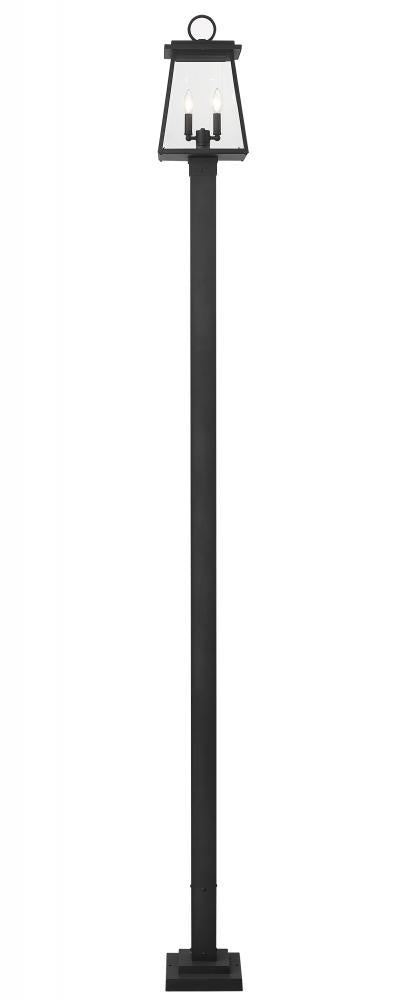 Z-Lite Broughton 2 Light Outdoor Post Mounted Fixture in Black Finish Model: 521PHMS-536P-BK
