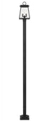 Z-Lite Broughton 2 Light Outdoor Post Mounted Fixture in Black Finish Model: 521PHMS-536P-BK