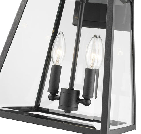 Z-Lite Broughton 2 Light Outdoor Wall Light in Black Finish Model: 521M-BK