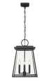 Z-Lite Broughton 4 Light Outdoor Chain Mount Ceiling Fixture in Black Finish Model: 521CHB-BK