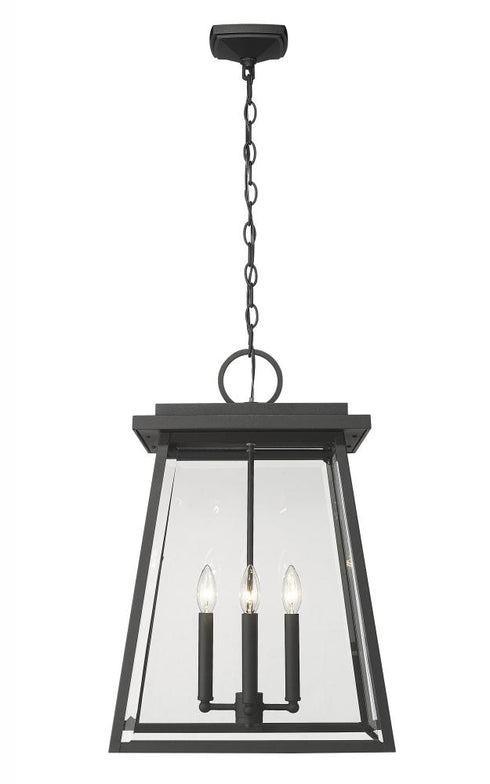 Z-Lite Broughton 4 Light Outdoor Chain Mount Ceiling Fixture in Black Finish Model: 521CHXL-BK