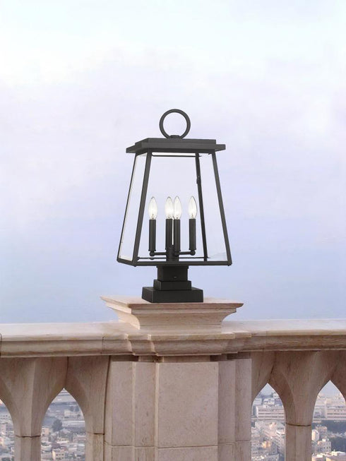 Z-Lite Broughton 4 Light Outdoor Pier Mounted Fixture in Black Finish Model: 521PHBS-SQPM-BK