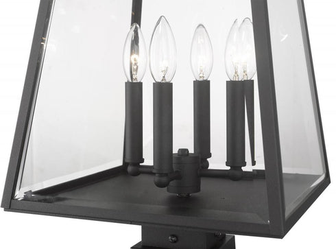 Z-Lite Broughton 4 Light Outdoor Pier Mounted Fixture in Black Finish Model: 521PHBS-SQPM-BK