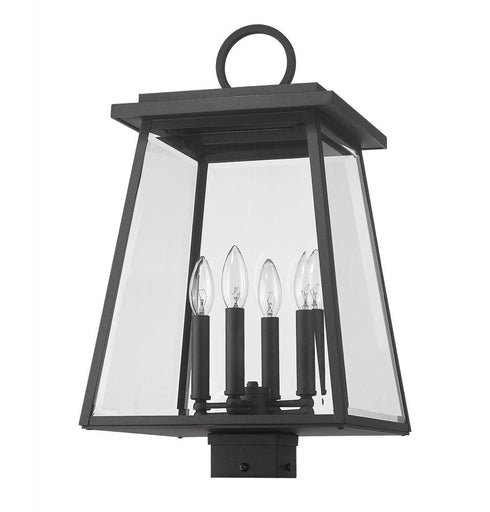 Z-Lite Broughton 4 Light Outdoor Post Mount Fixture in Black Finish Model: 521PHBS-BK