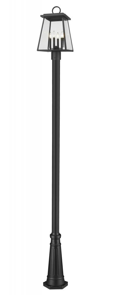 Z-Lite Broughton 4 Light Outdoor Post Mounted Fixture in Black Finish Model: 521PHBR-519P-BK