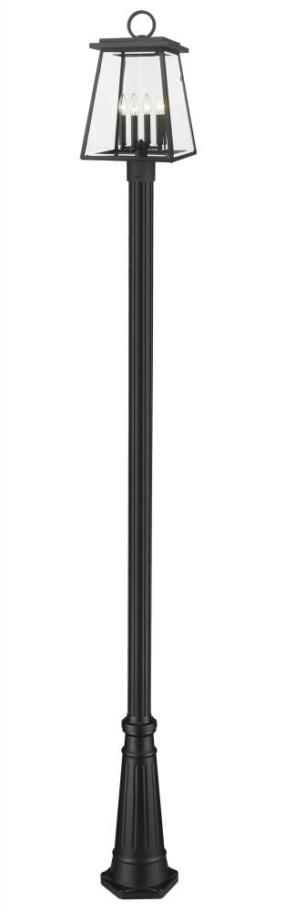 Z-Lite Broughton 4 Light Outdoor Post Mounted Fixture in Black Finish Model: 521PHBR-519P-BK