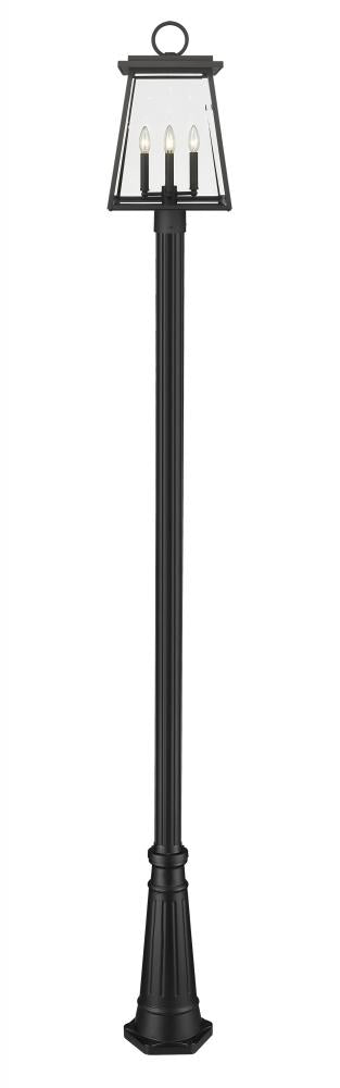 Z-Lite Broughton 4 Light Outdoor Post Mounted Fixture in Black Finish Model: 521PHBR-519P-BK