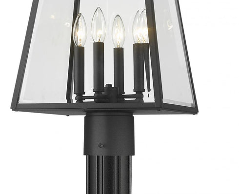 Z-Lite Broughton 4 Light Outdoor Post Mounted Fixture in Black Finish Model: 521PHBR-519P-BK