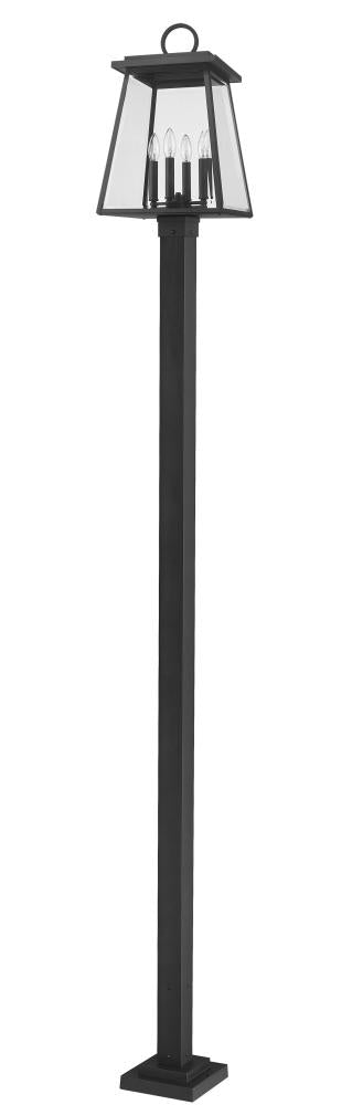 Z-Lite Broughton 4 Light Outdoor Post Mounted Fixture in Black Finish Model: 521PHBS-536P-BK