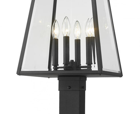 Z-Lite Broughton 4 Light Outdoor Post Mounted Fixture in Black Finish Model: 521PHBS-536P-BK