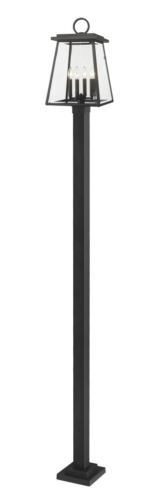 Z-Lite Broughton 4 Light Outdoor Post Mounted Fixture in Black Finish Model: 521PHBS-536P-BK