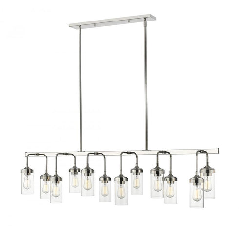 Z-Lite Calliope 12 Light Linear Chandelier in Polished Nickel Finish Model: 617-12L-PN