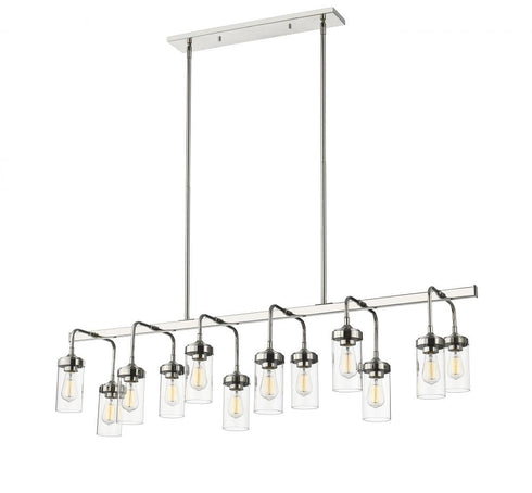 Z-Lite Calliope 12 Light Linear Chandelier in Polished Nickel Finish Model: 617-12L-PN
