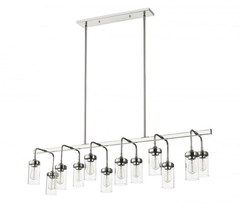 Z-Lite Calliope 12 Light Linear Chandelier in Polished Nickel Finish Model: 617-12L-PN
