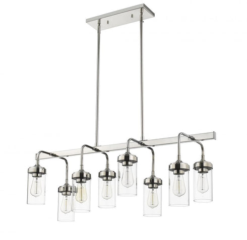 Z-Lite Calliope 8 Light Linear Chandelier in Polished Nickel Finish Model: 617-8L-PN