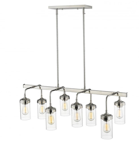 Z-Lite Calliope 8 Light Linear Chandelier in Polished Nickel Finish Model: 617-8L-PN