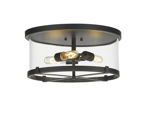 Z-Lite Callista 3 Light Flush Mount in Matte Black Finish Model: 3032F-MB