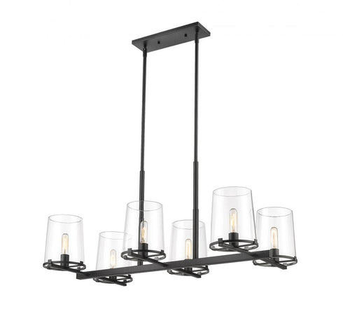 Z-Lite Callista 6 Light Linear Chandelier in Matte Black Finish Model: 3032-6L-MB