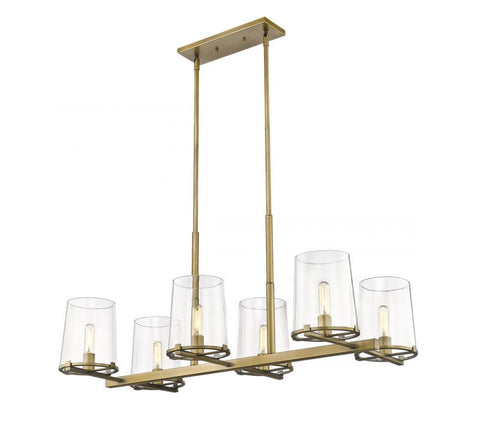 Z-Lite Callista 6 Light Linear Chandelier in Matte Black Finish Model: 3032-6L-MB